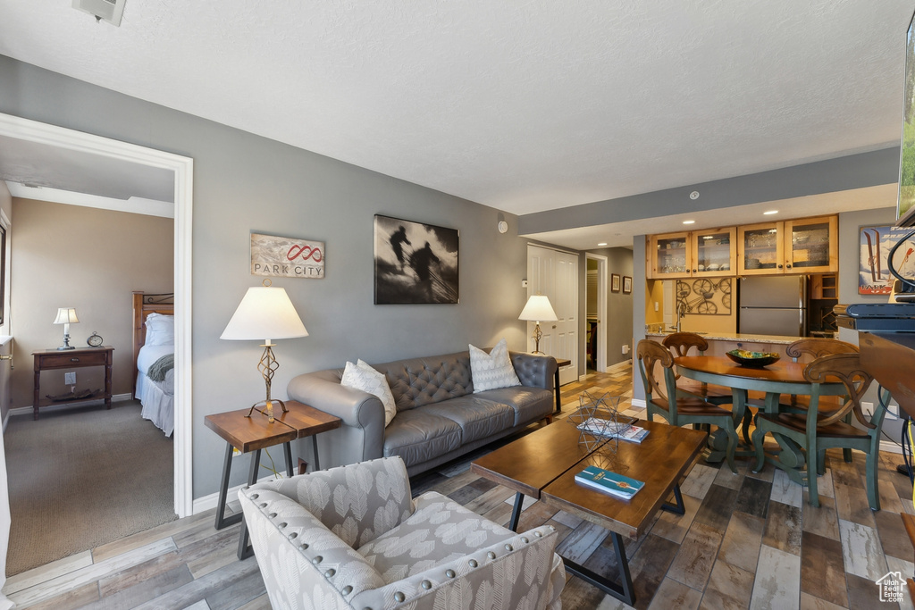 Living room featuring wood-type flooring