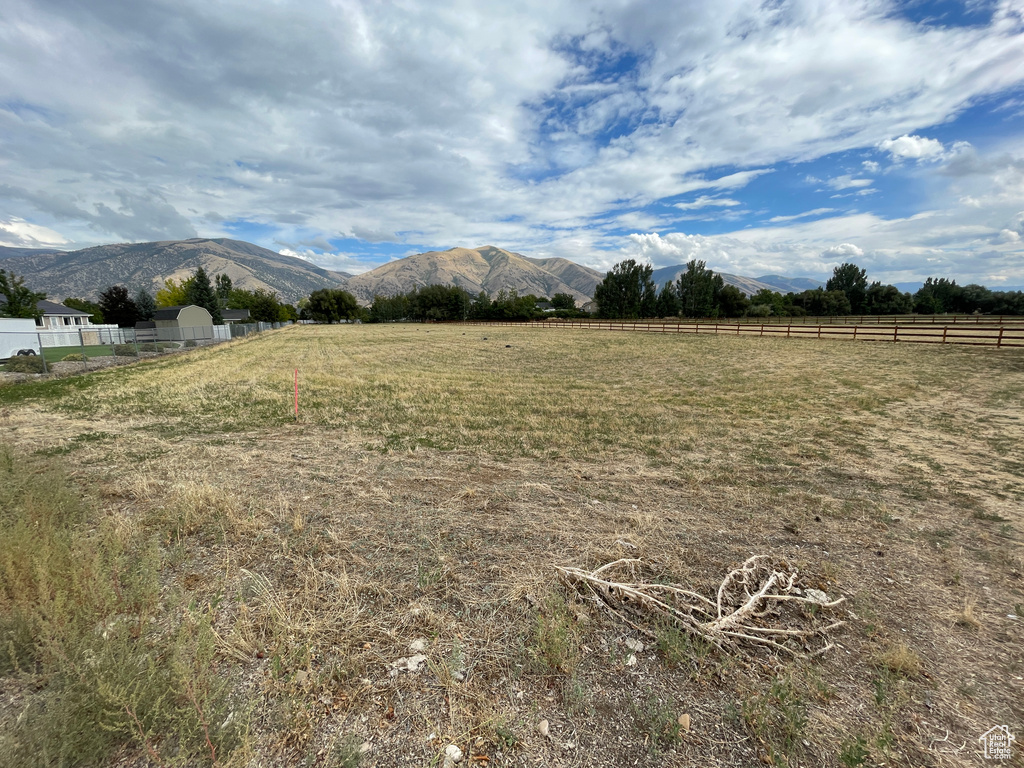 View of yard with a mountain view and a rural view