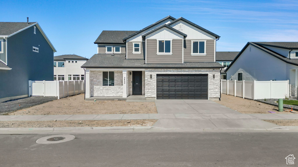 View of front facade with a garage