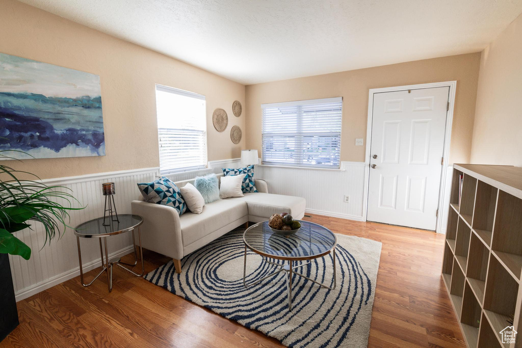 Living room featuring hardwood / wood-style flooring