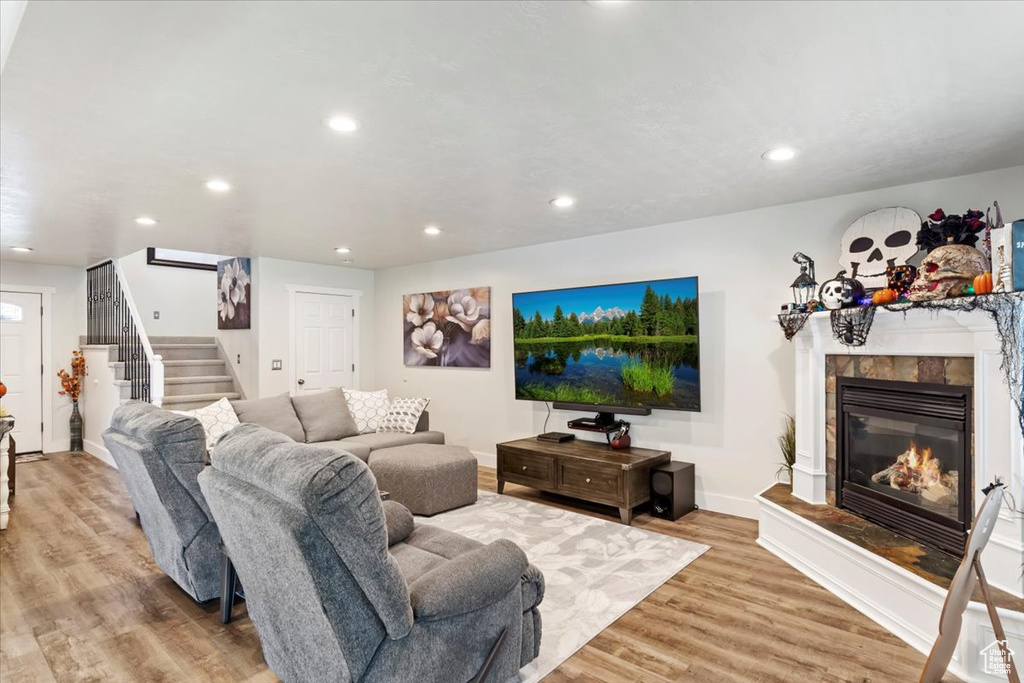 Living room featuring light hardwood / wood-style flooring