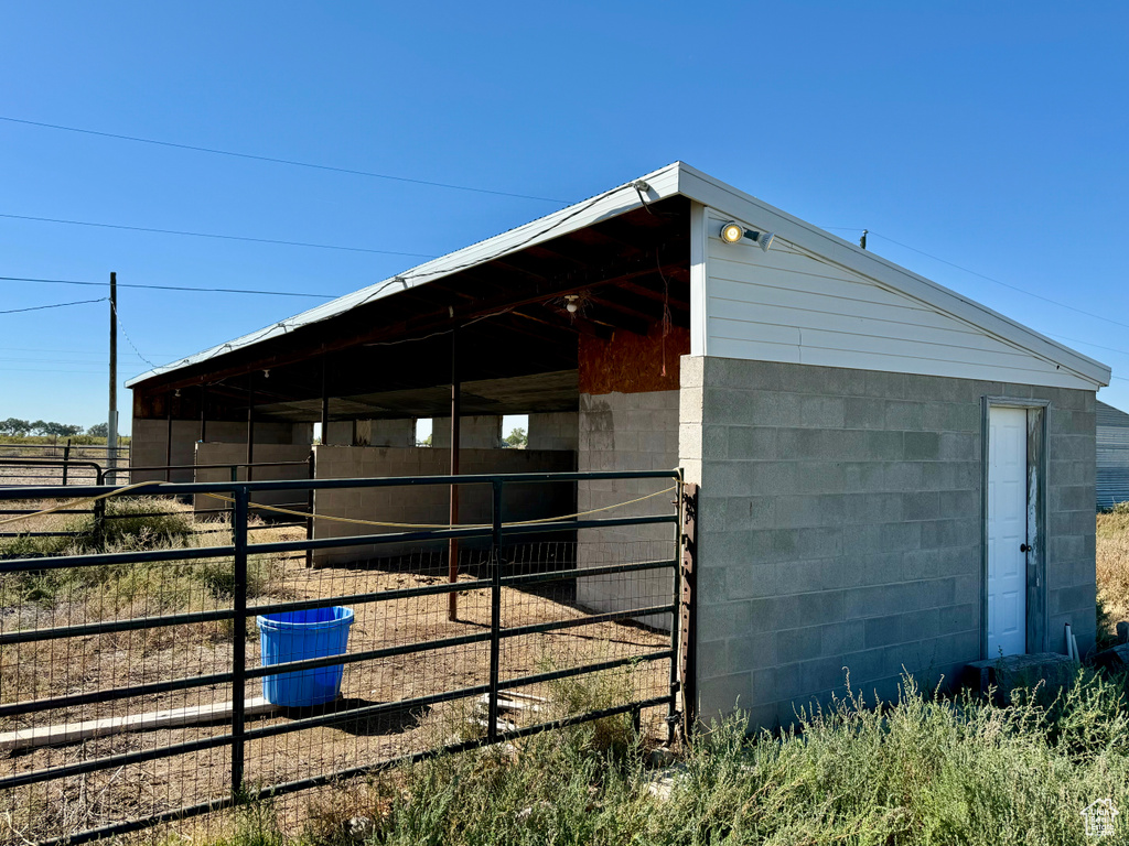 View of horse barn