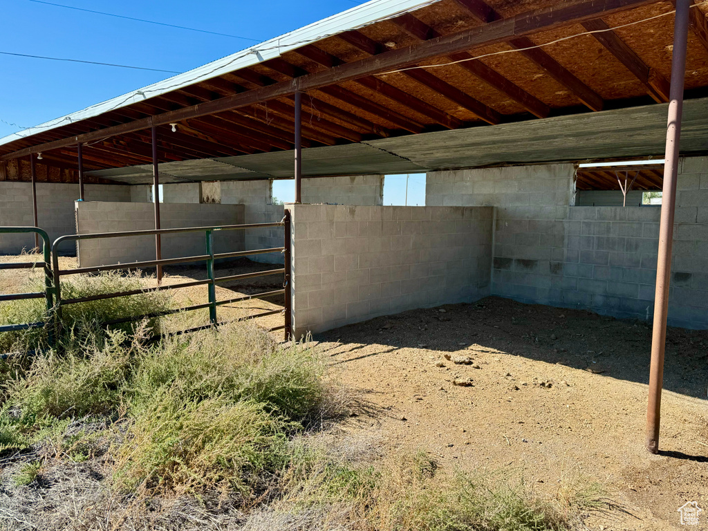 View of horse barn