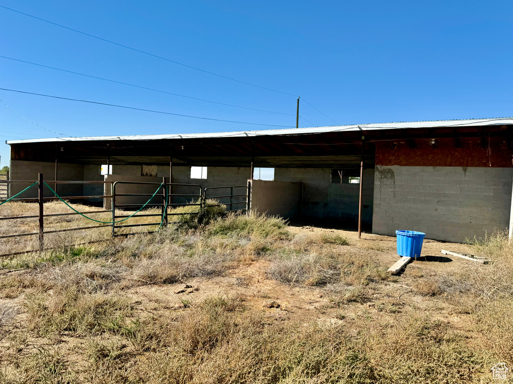 View of horse barn