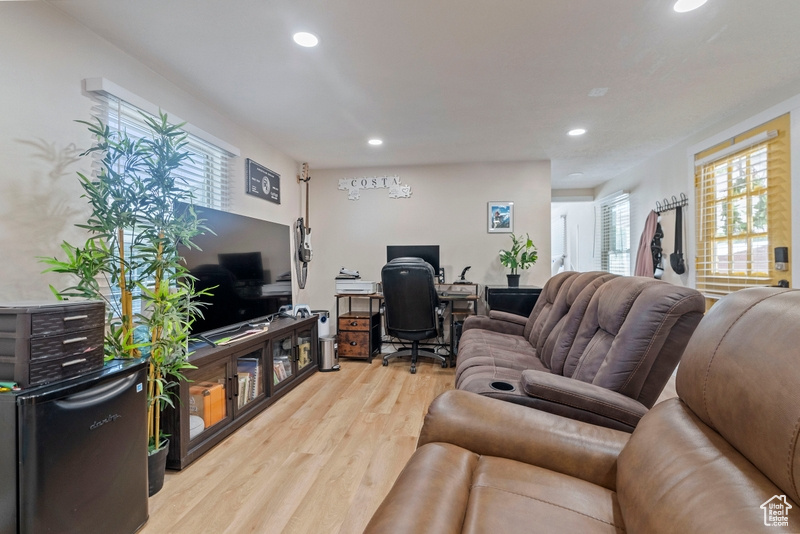 Living room featuring light wood-type flooring