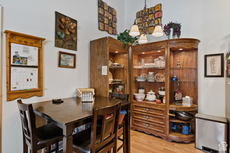 Dining area featuring light wood-type flooring