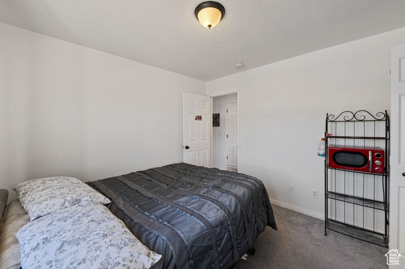 Bedroom featuring carpet