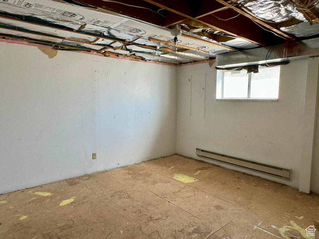 Basement with baseboard heating