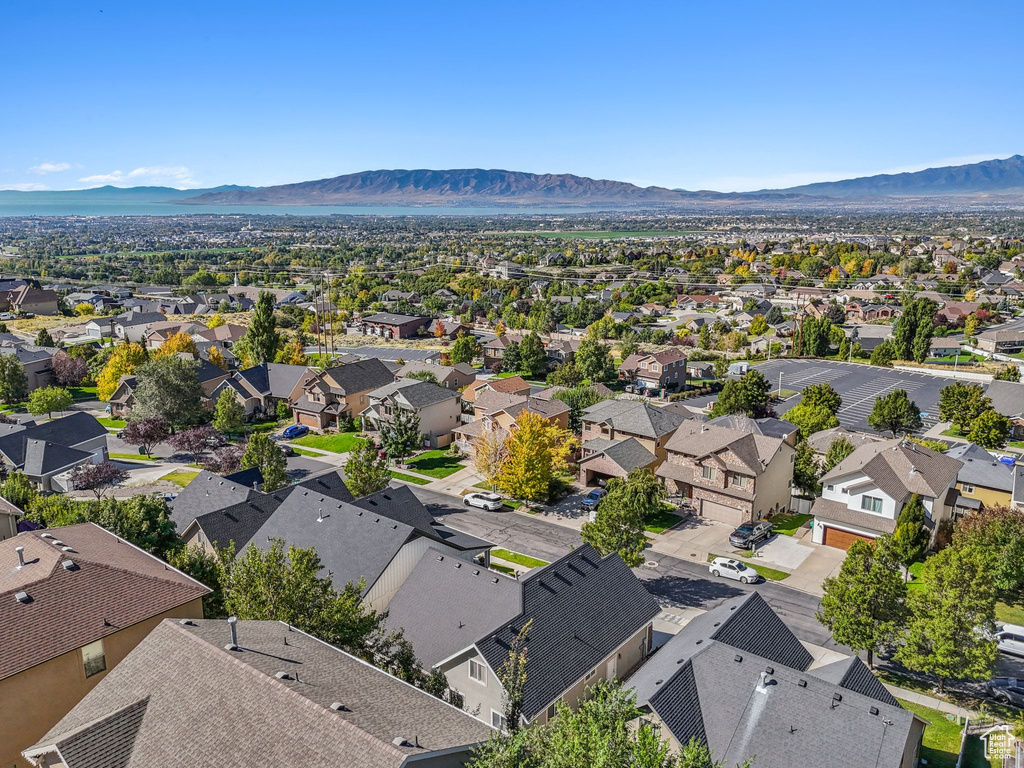 Aerial view featuring a mountain view