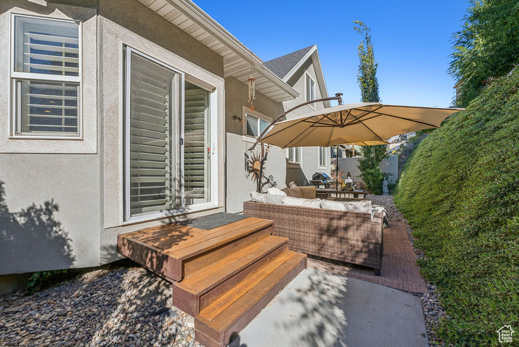 View of patio featuring an outdoor living space