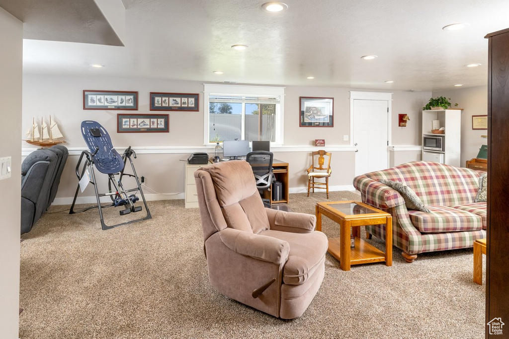 View of carpeted living room