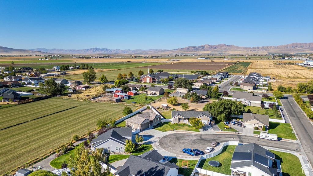 Drone / aerial view with a mountain view