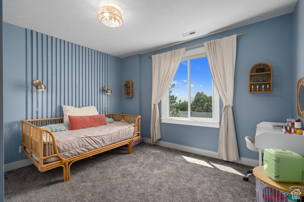 Bedroom with carpet floors