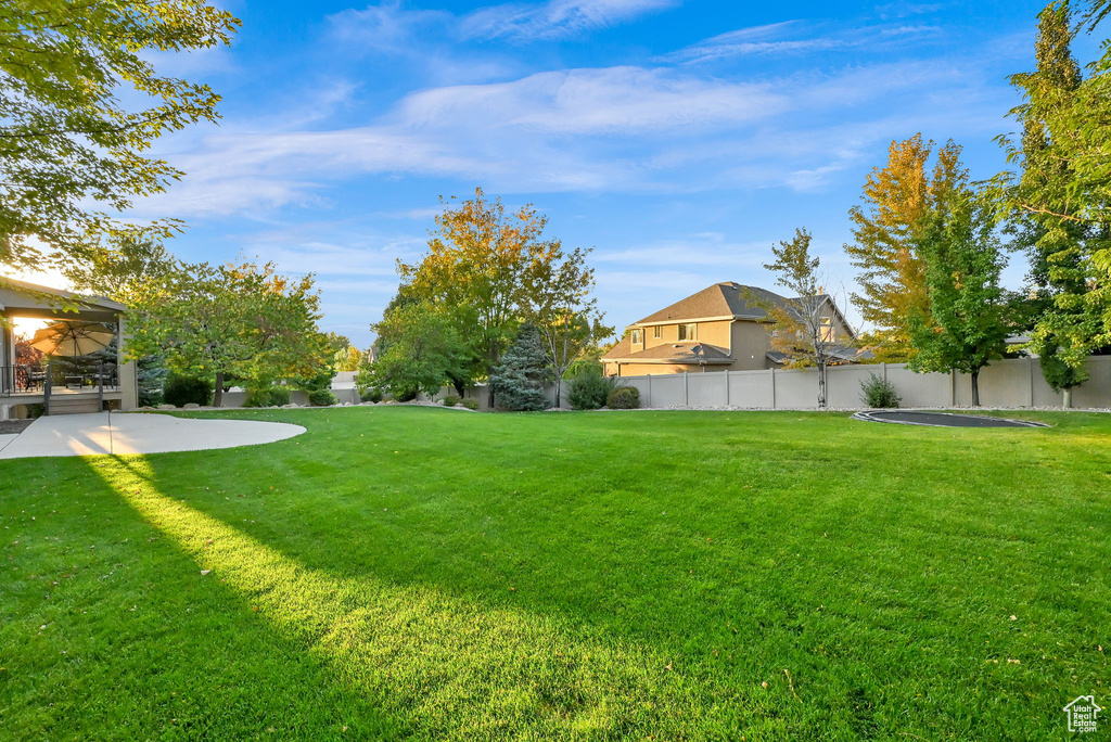 View of yard with a patio