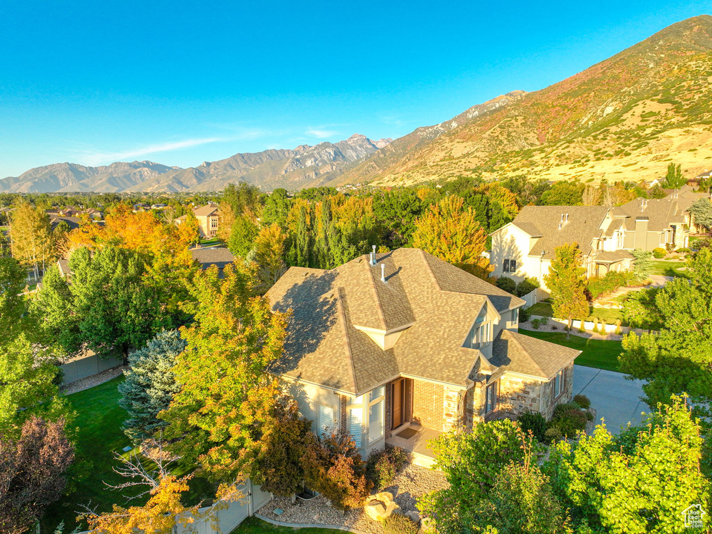 Drone / aerial view with a mountain view