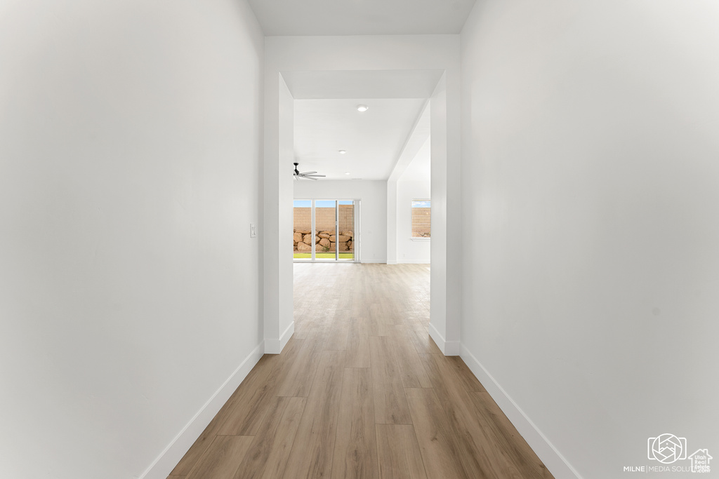 Hall featuring light hardwood / wood-style floors