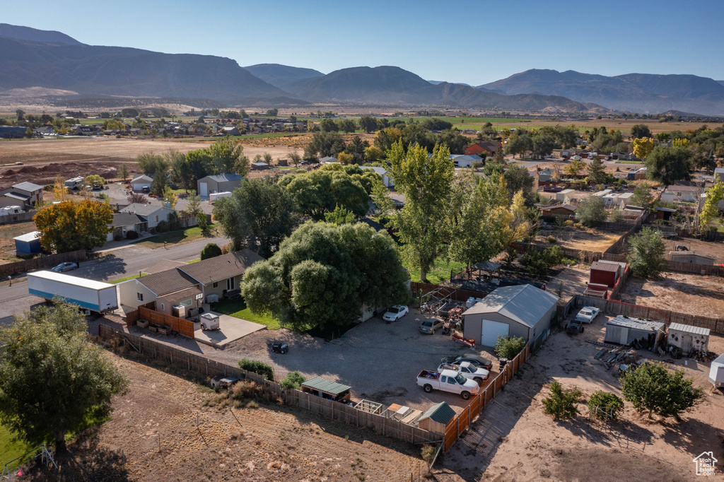 Aerial view featuring a mountain view