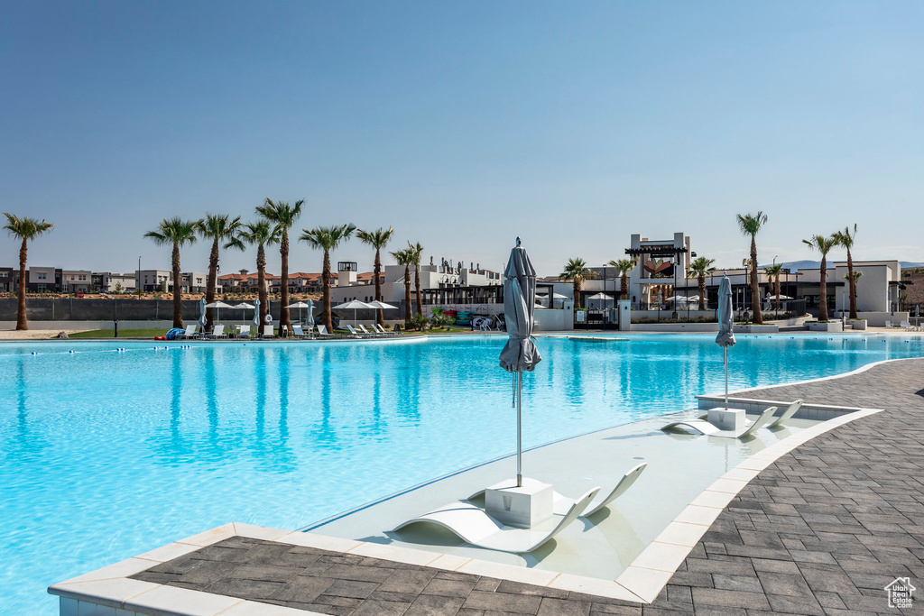 View of pool featuring a patio