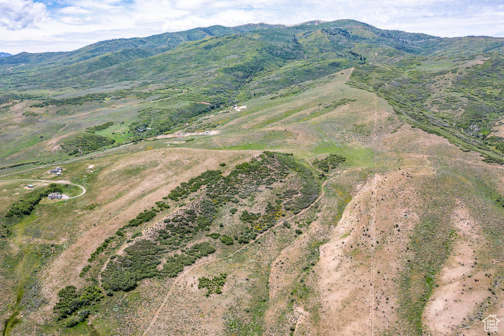 Drone / aerial view with a mountain view