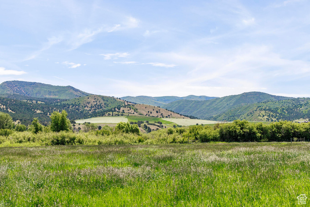 Property view of mountains with a rural view