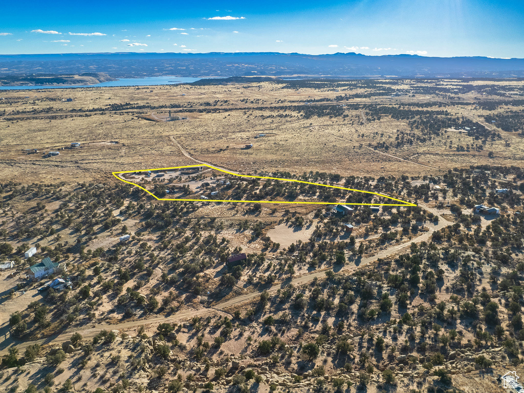 Drone / aerial view with a mountain view