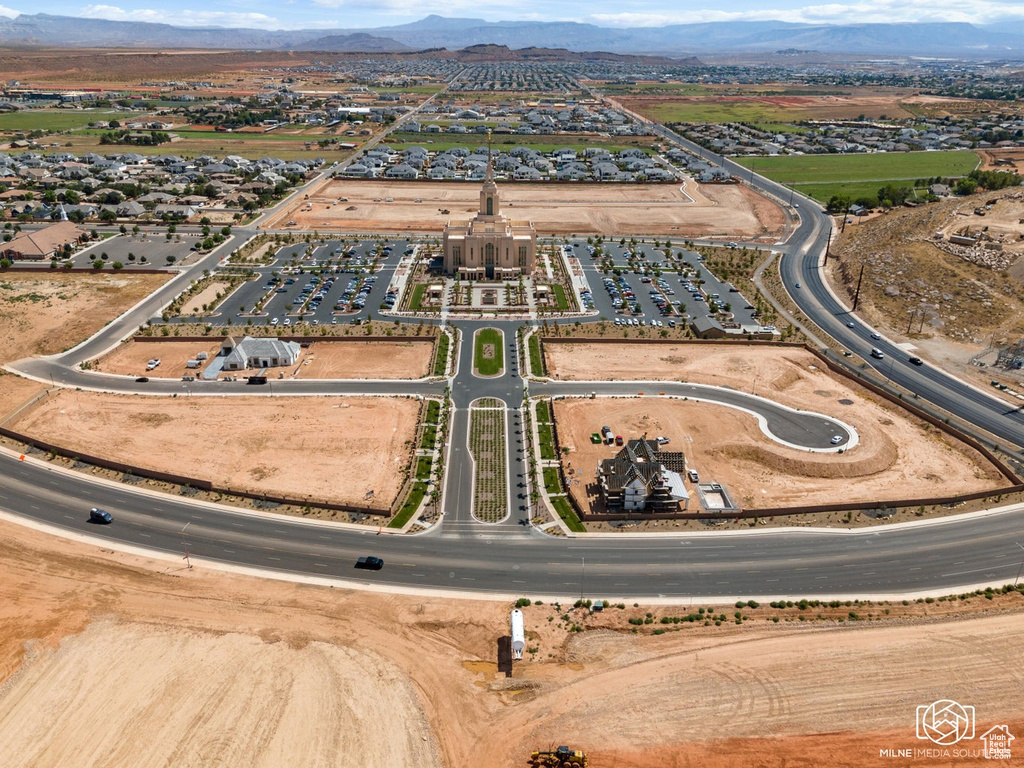 Aerial view featuring a mountain view