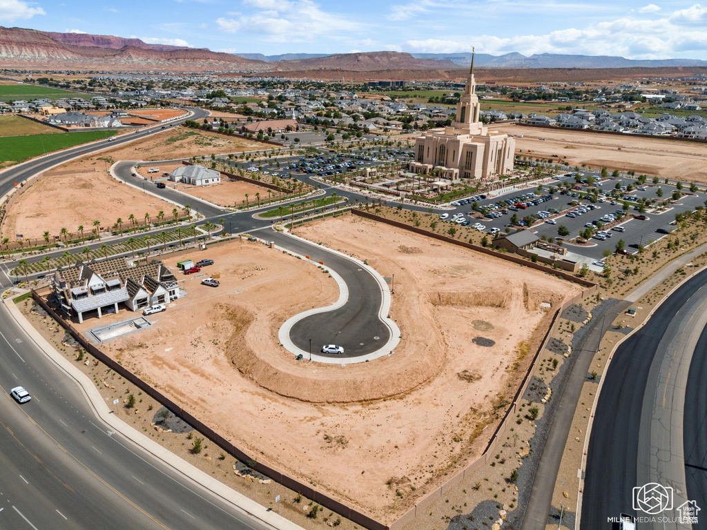 Bird's eye view featuring a mountain view