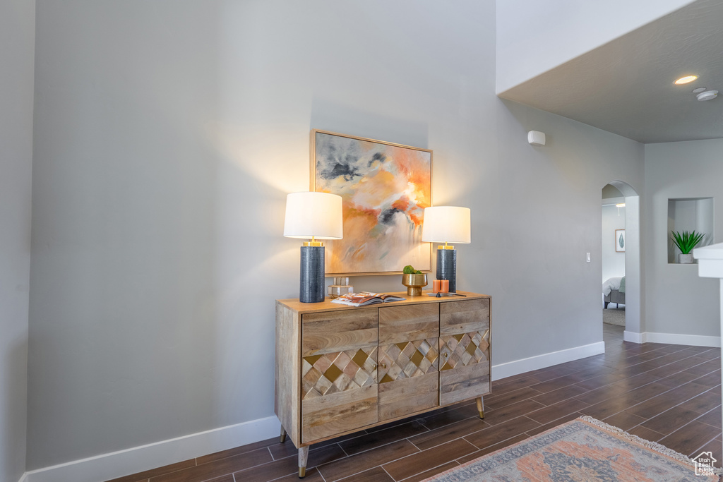 Interior space with hardwood / wood-style flooring