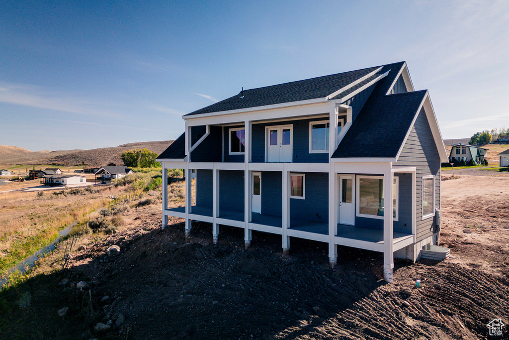 Exterior space with a mountain view