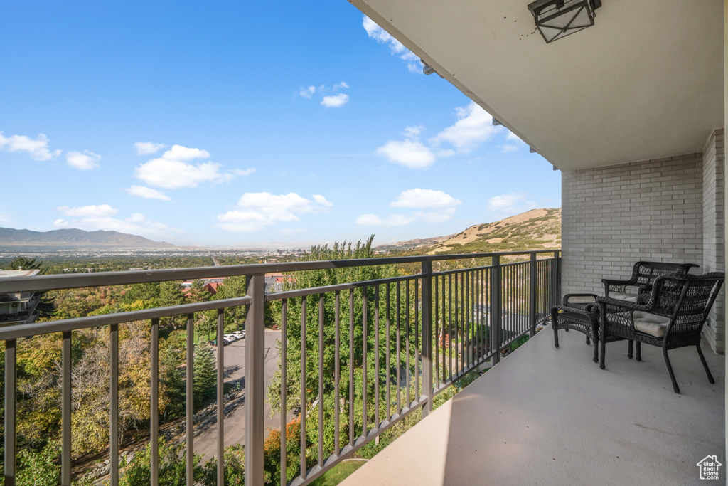 Balcony with a mountain view