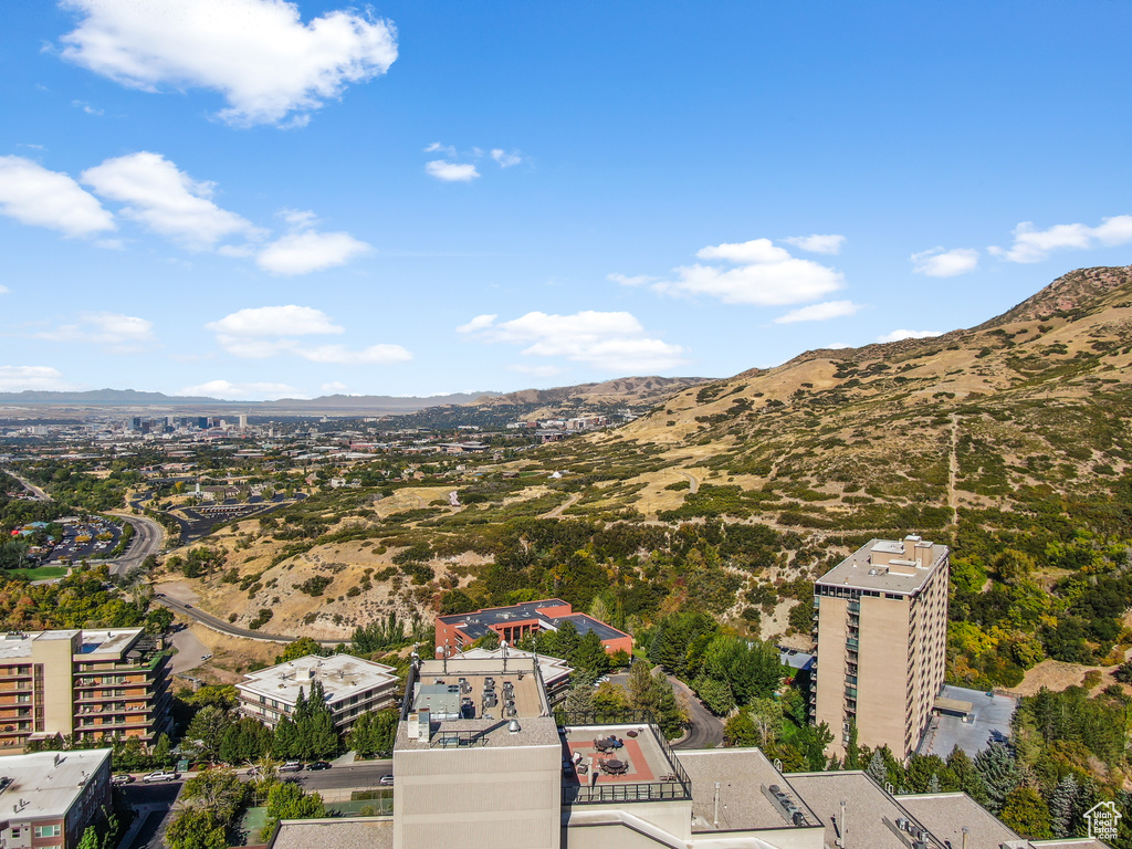 Aerial view with a mountain view