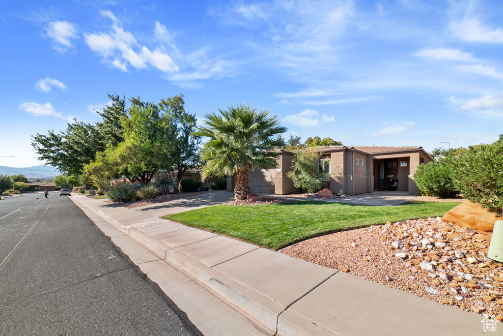 View of front of home with a front yard