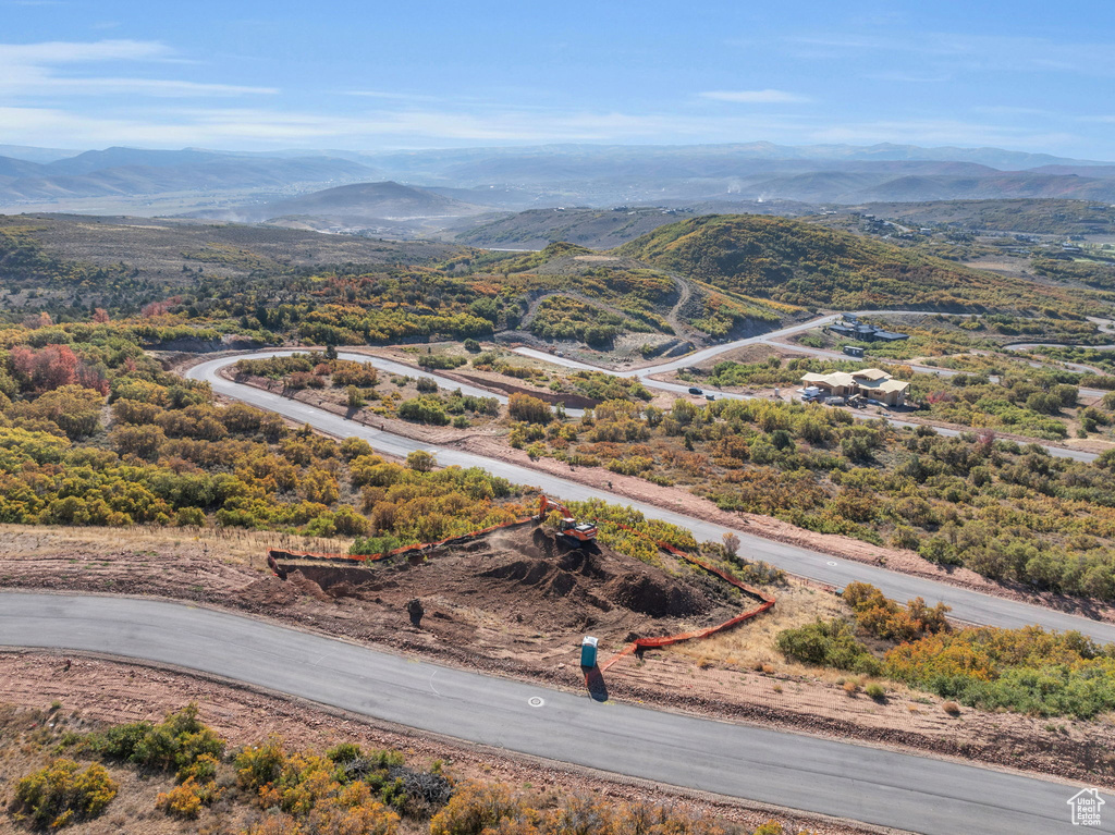 Bird\'s eye view with a mountain view