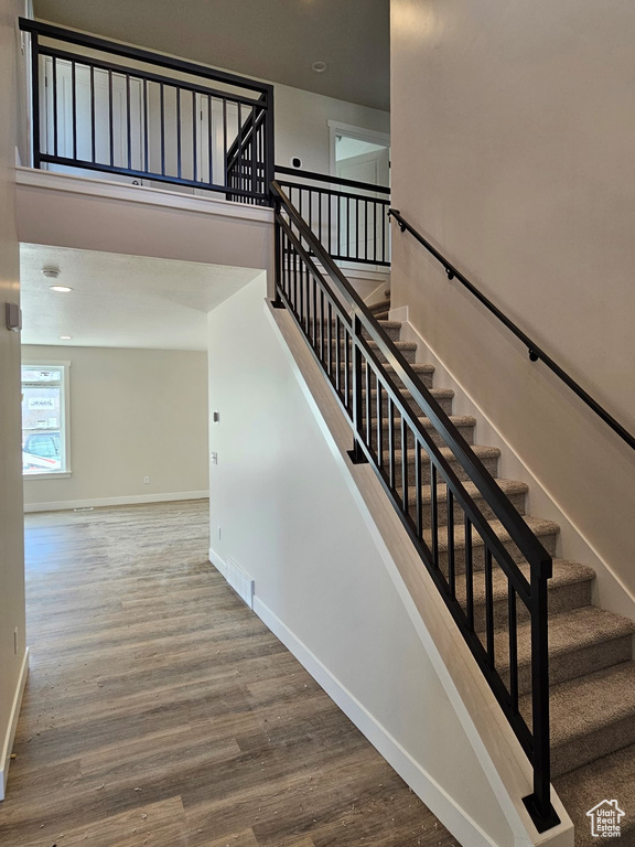 Staircase with wood-type flooring