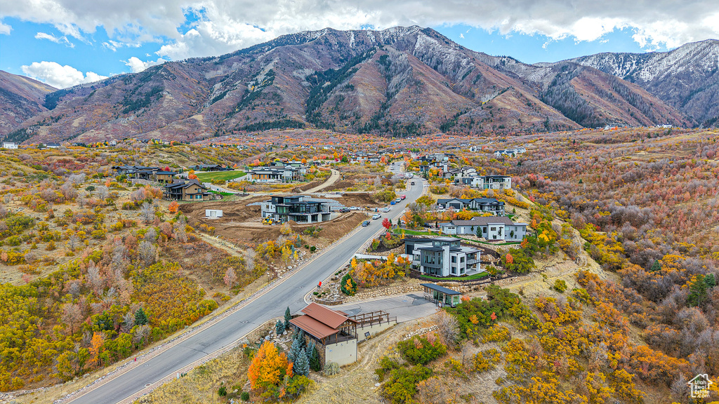 Bird\'s eye view with a mountain view