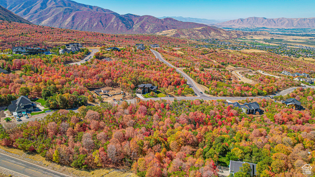 Birds eye view of property featuring a mountain view