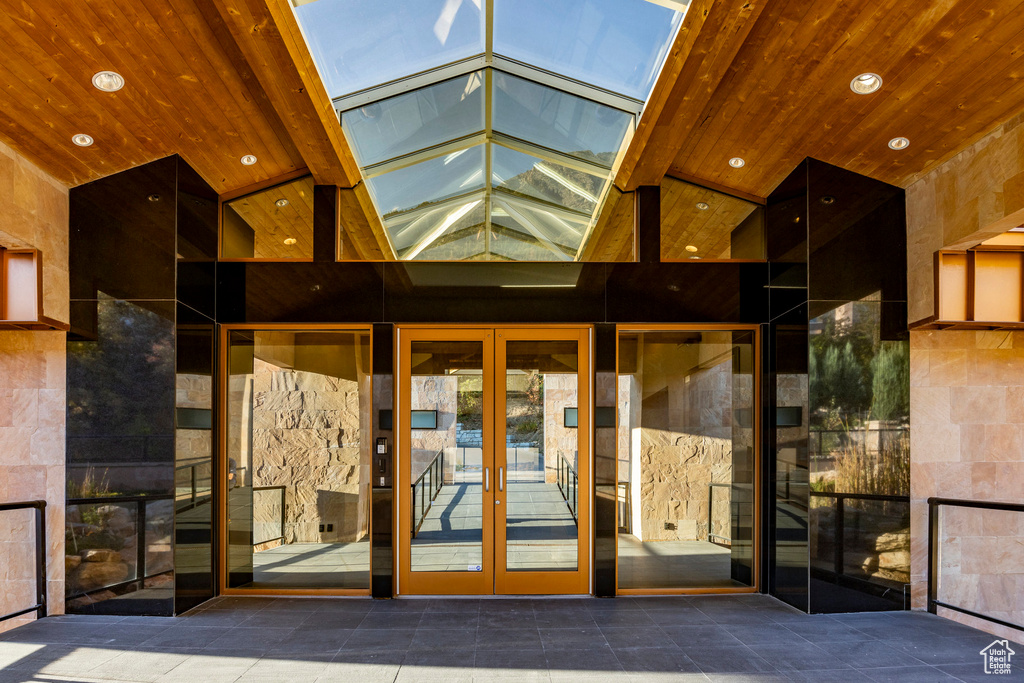 Entrance to property featuring french doors