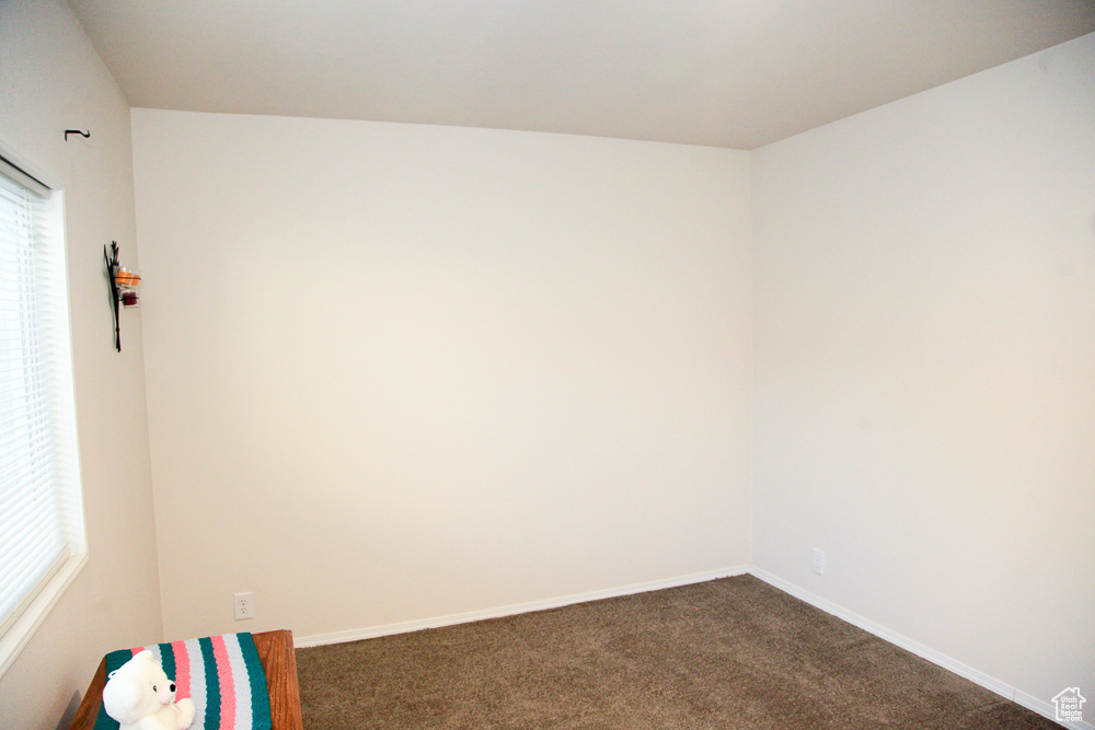 Empty room with dark carpet