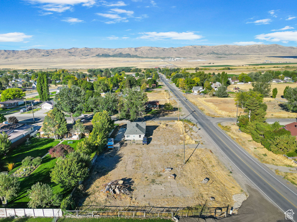 Aerial view featuring a mountain view