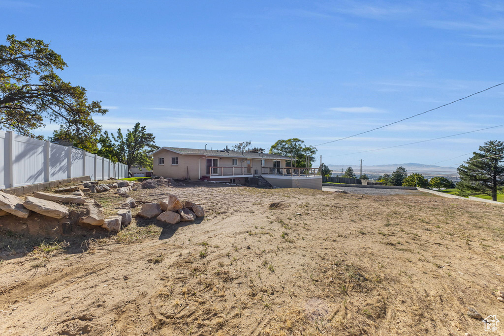 View of yard with a mountain view