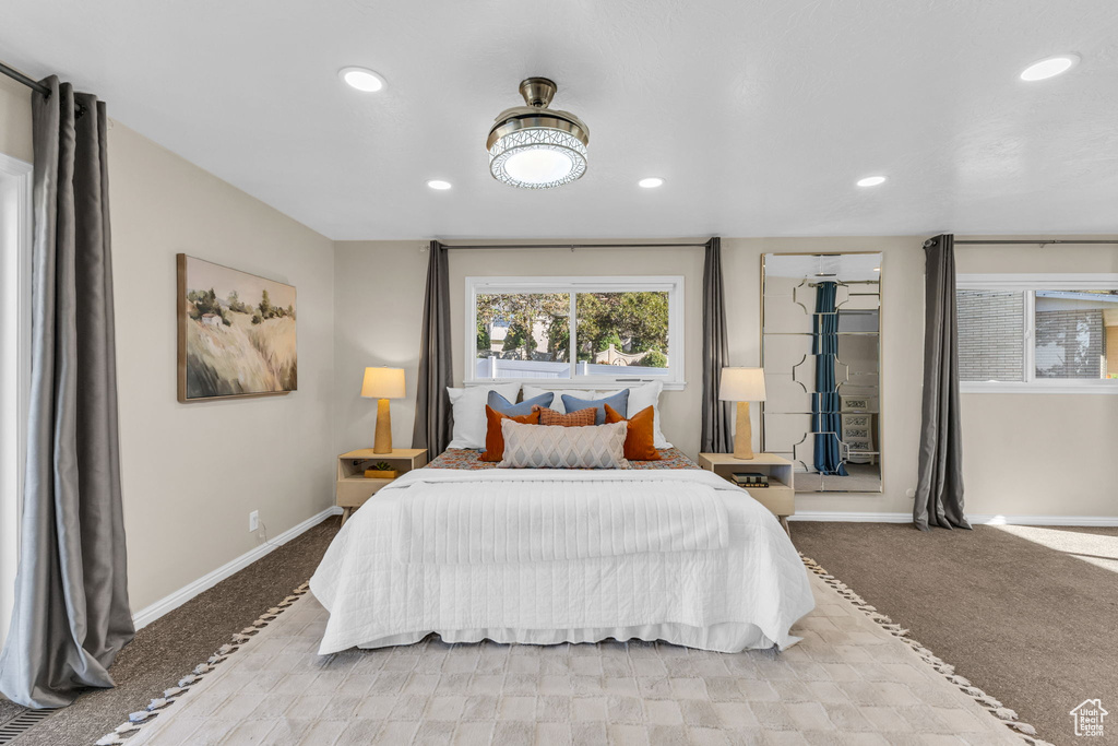 Bedroom featuring carpet