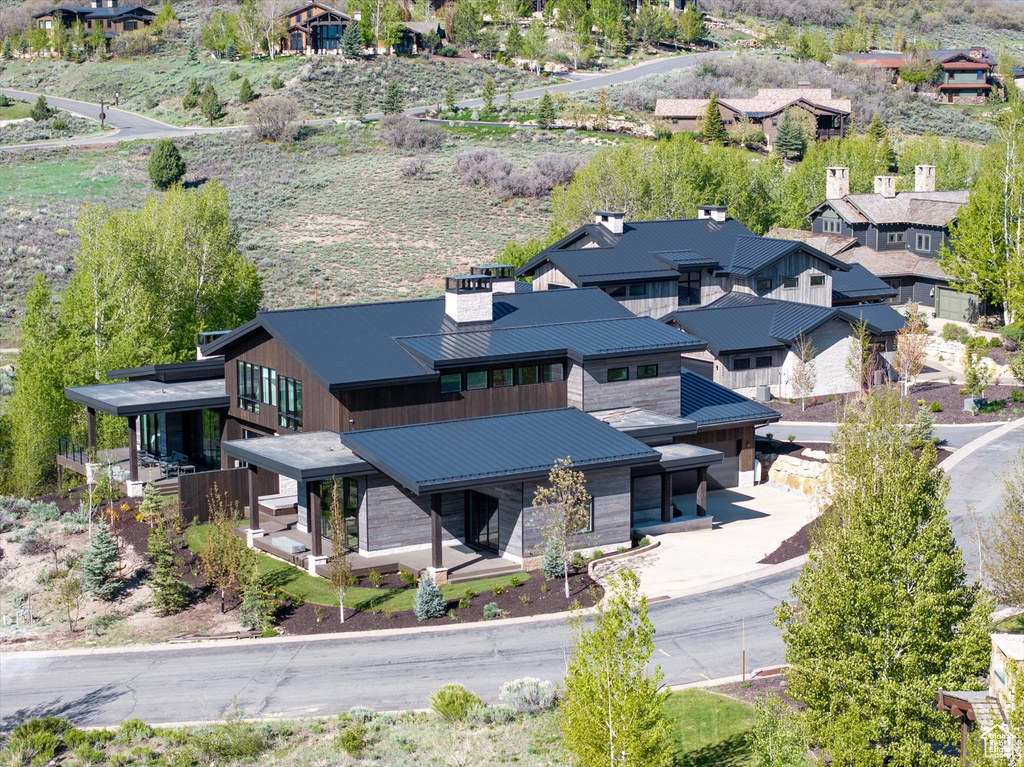 Aerial perspective of suburban area