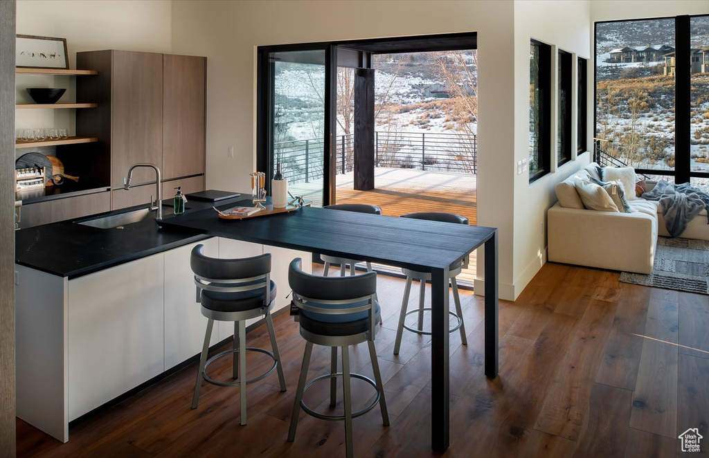 Kitchen featuring dark hardwood / wood-style floors