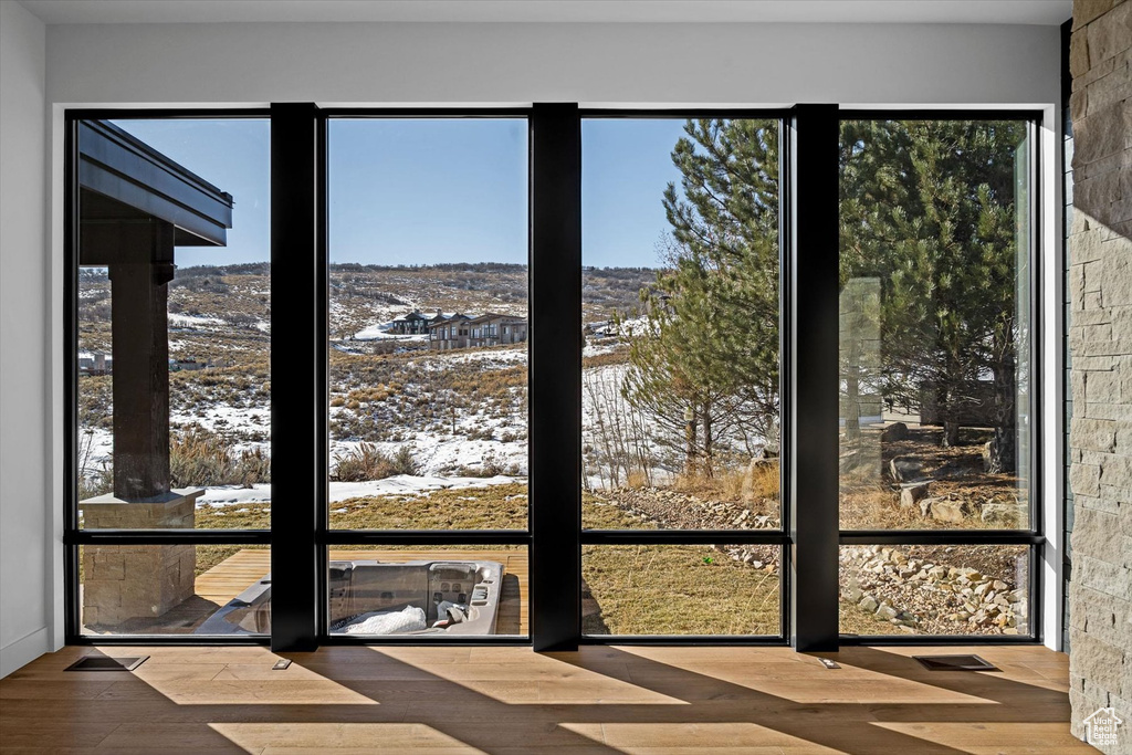 Interior space with hardwood / wood-style flooring