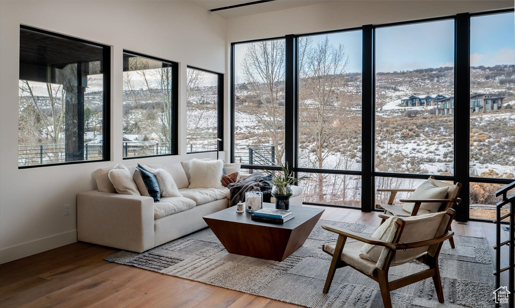 Living room featuring hardwood / wood-style flooring