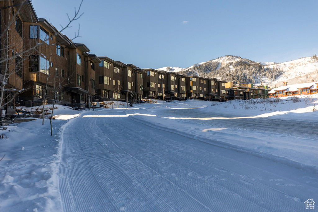 View of street with a mountain view