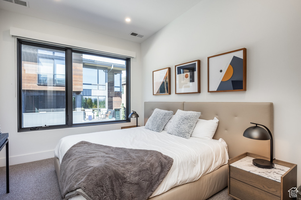Bedroom with carpet floors