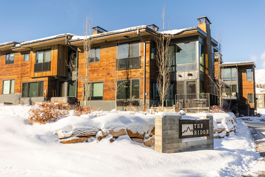 View of snow covered property
