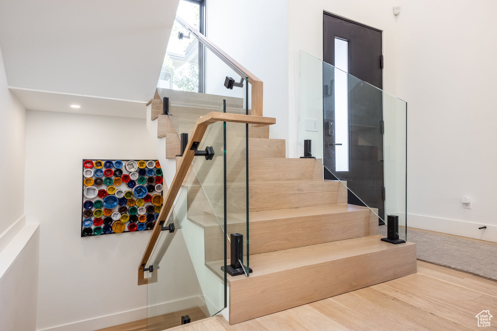 Stairway with wood-type flooring