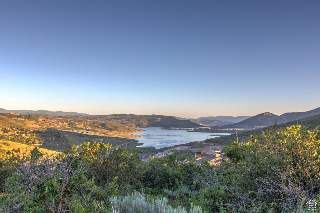 View of mountain background featuring a large body of water